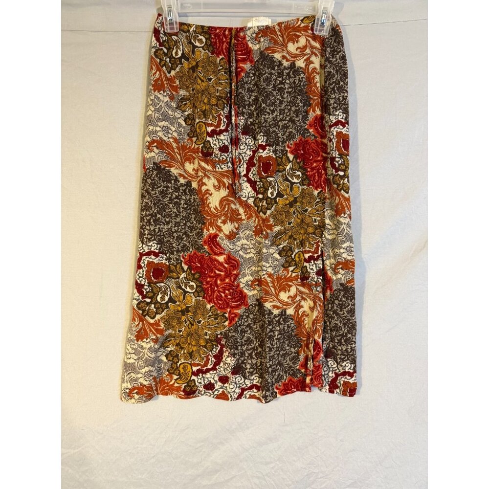 Hippie Boho‎ Skirt Midi Stretch Women’s Indie Earthy Medium M Side Slit